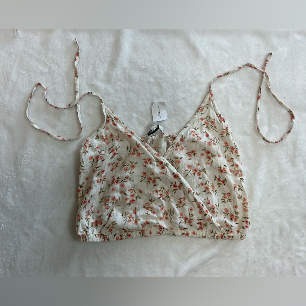 American Eagle Criss-Cross Floral Crop Top